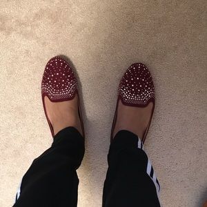 Burgundy Suede flat shoes